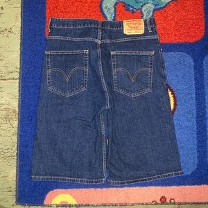 Levi's 569 Denim Jean Shorts Mens Size 32 Blue Dark Wash Loose Fit Straight Y2K